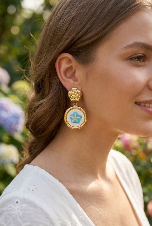 Mayorista WEC - Pendientes Camelia & Bordado – Acero Inoxidable