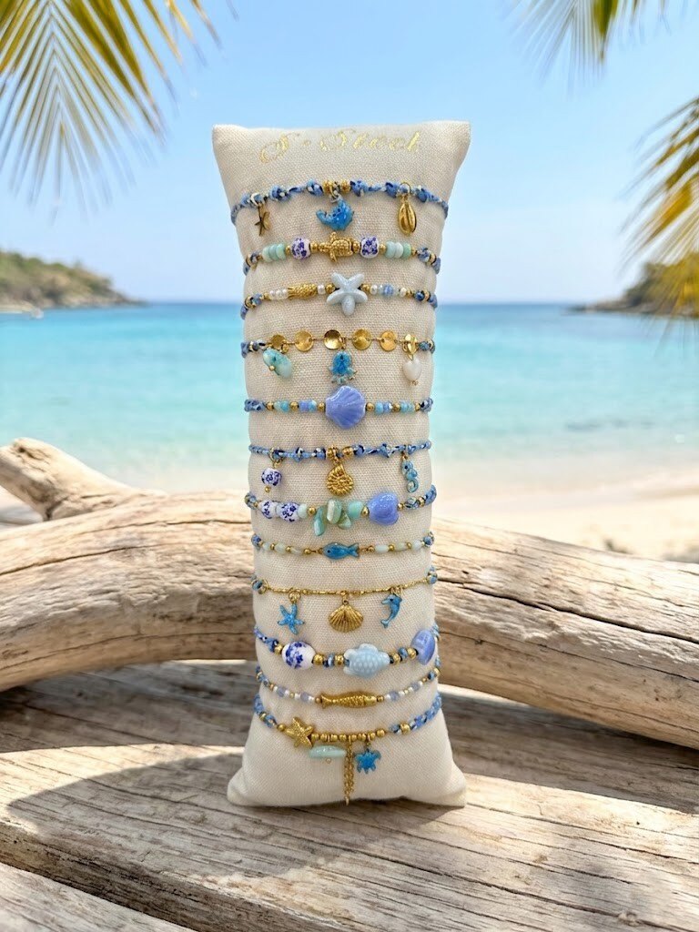 Grossiste WEC - LOT DE 12 BRACELETS EN ACIER INOXYDABLE +BOUDIN -Collection Éclat Océan