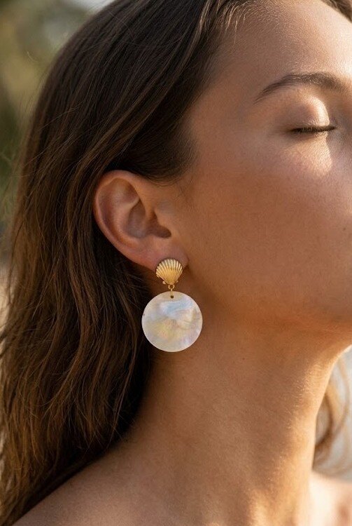 Grossiste WEC - BOUCLES D'OREILLE EN ACIER INOXYDABLE, NACRE
