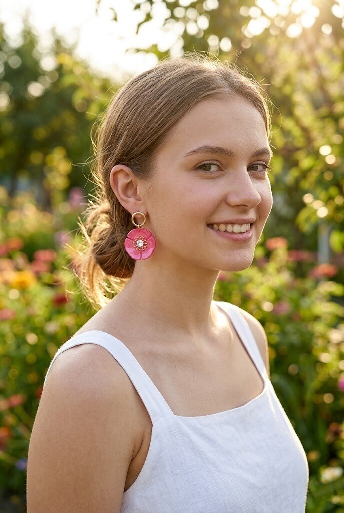 Grossiste WEC - Boucles d'Oreilles Fleur Pop & Éclat en Acier Inoxydable