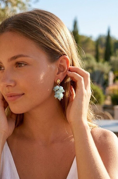 Grossiste WEC - Boucles d'Oreilles Pendantes Cascade en Résine Turquoise – Éclat Estival