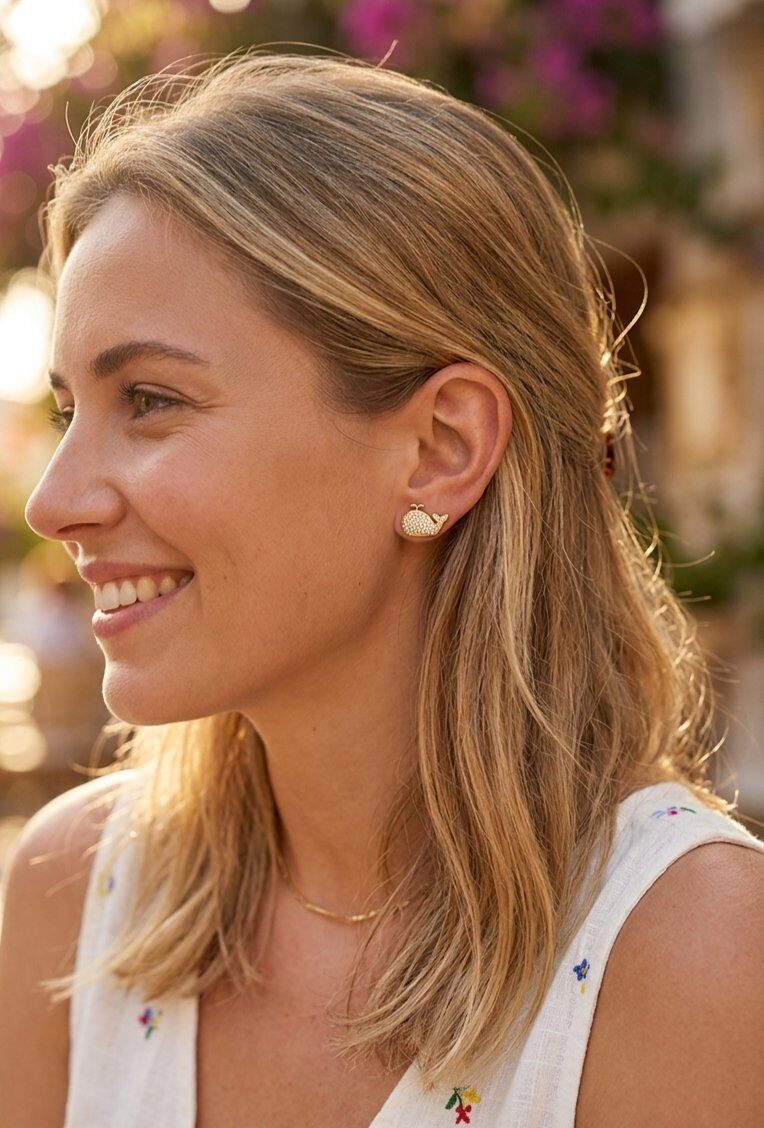 Grossiste WEC Bijoux - Boucle d'oreilles Baleine – Acier Inoxydable & Cristaux