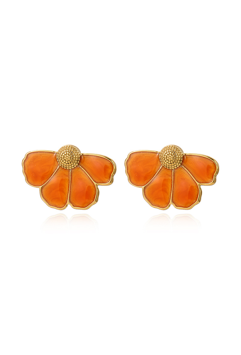 Grossiste WEC Bijoux - Boucles d'Oreilles Florales Acier Inoxydable