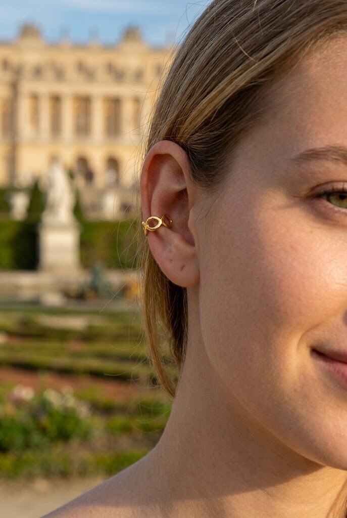 Grossiste WEC - Bague d'oreille EarCuff en Acier Inoxydable – Style Maillons Entrelacés - vendu par pièce-