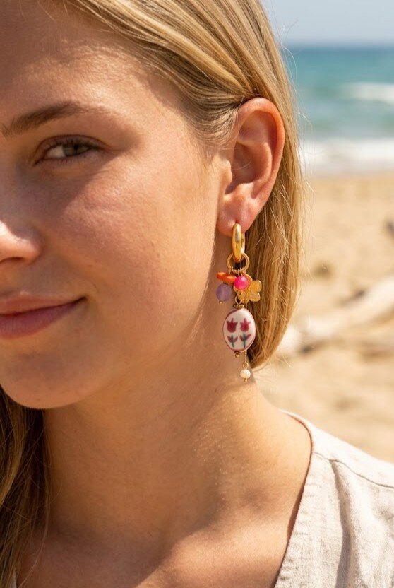 Grossiste WEC - Boucles d'Oreilles Bouquet de Tulipes – Acier Inoxydable