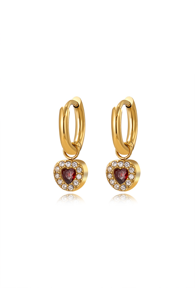 Grossiste WEC Bijoux - Boucles d'Oreilles Cœur – Acier Inoxydable Doré