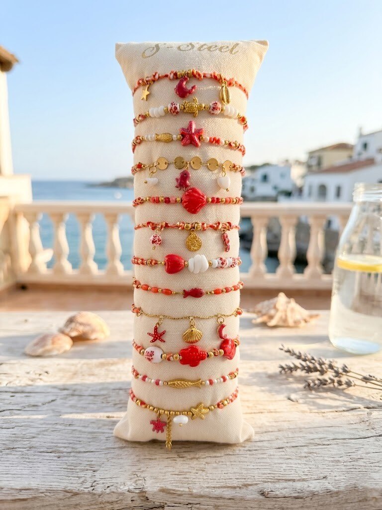 Grossiste WEC - LOT DE 12 BRACELETS EN ACIER INOXYDABLE +BOUDIN - Collection Éclat Marin