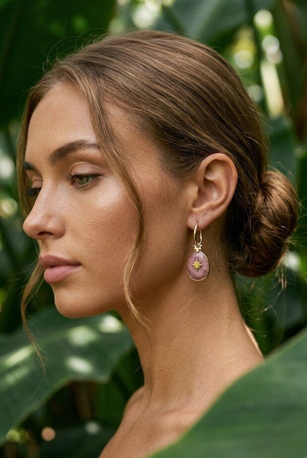 Grossiste WEC - BOUCLES D'OREILLES EN ACIER + PIERRE NATURELLE