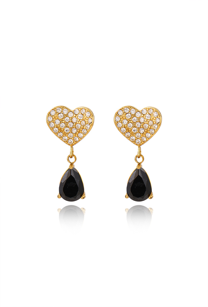 Grossiste WEC Bijoux - Boucles d'Oreilles Cœur & Goutte Scintillante Acier Inoxydable