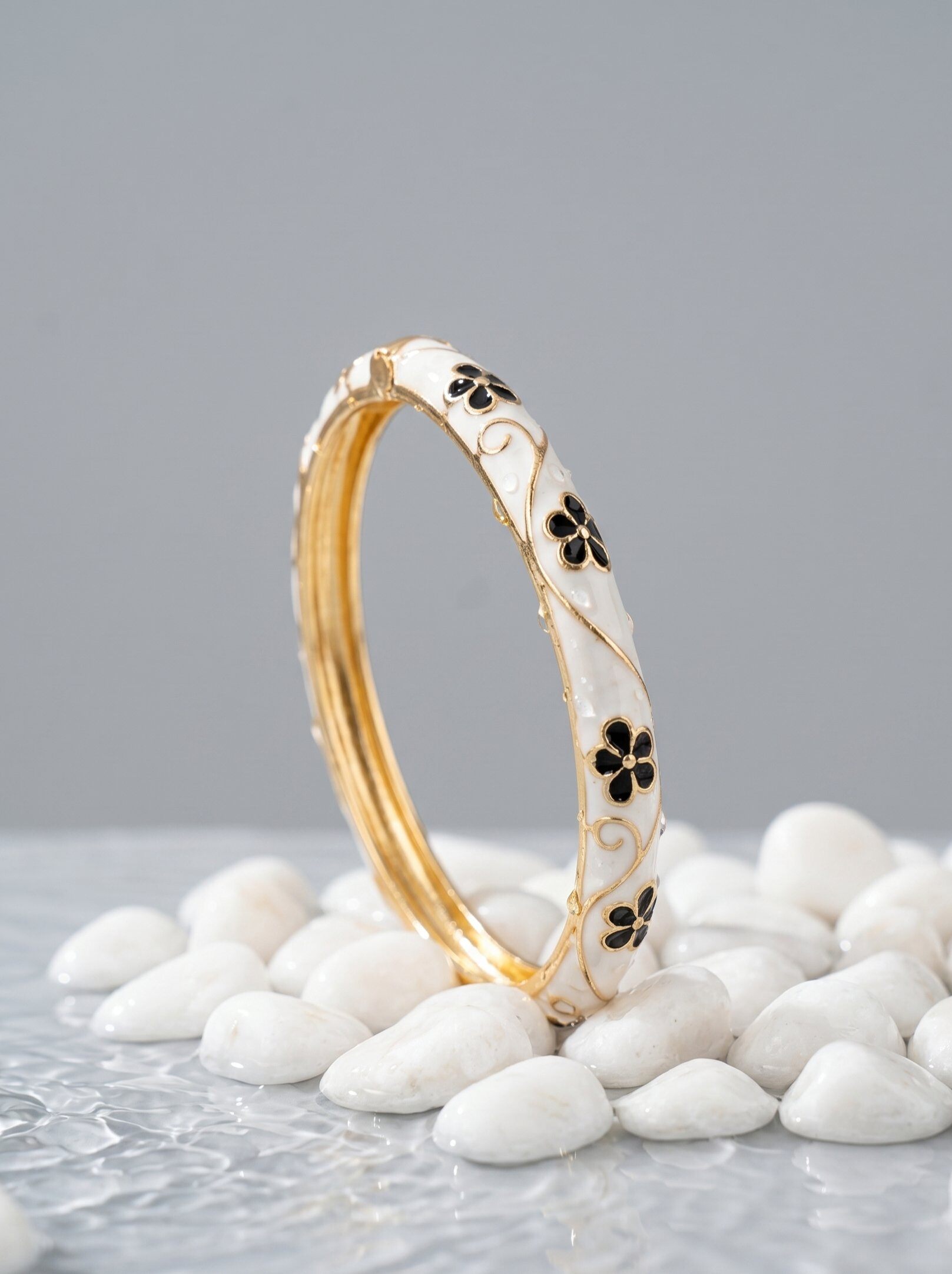 Grossiste WEC Bijoux - Bracelets Joncs en Émail Cloisonné - Collection Éclat Floral