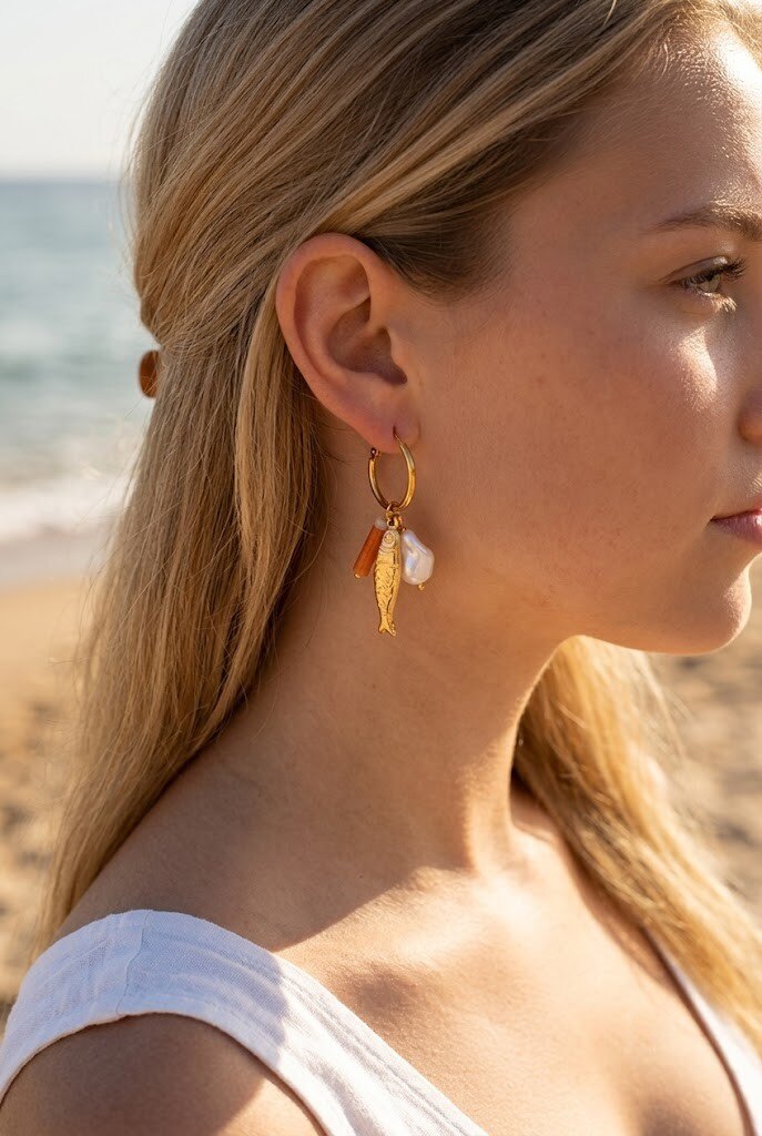 Grossiste WEC - Boucles d'Oreilles Créoles Océan – Acier Inoxydable Doré