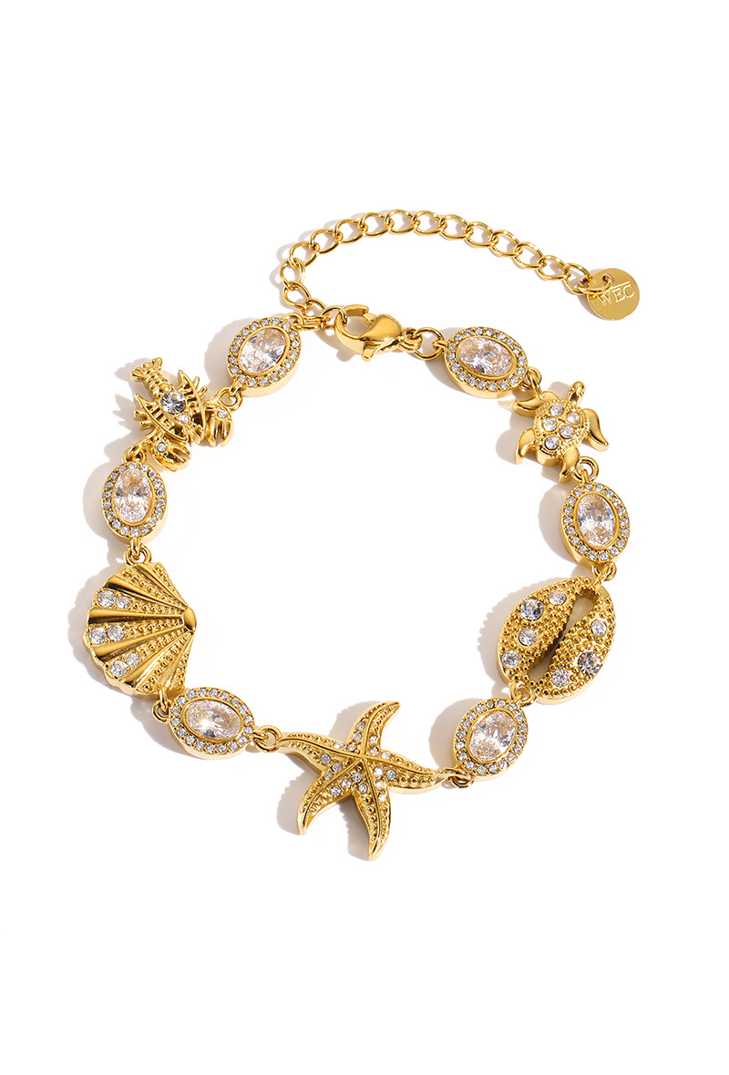 Grossiste WEC Bijoux - Bracelet Trésors des Mers – Acier Inoxydable Doré