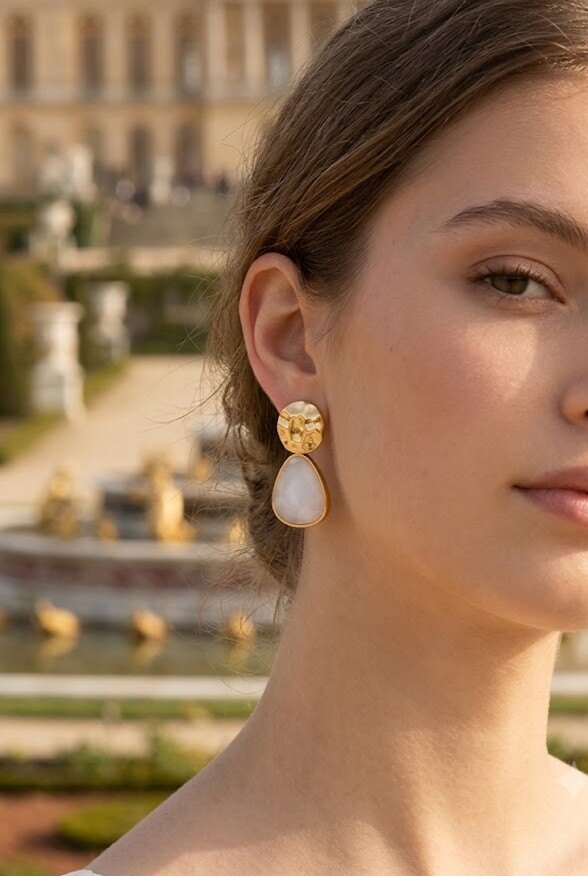 Grossiste WEC - Boucles d'Oreilles Pendantes « Éclat Organique » en Acier Inoxydable