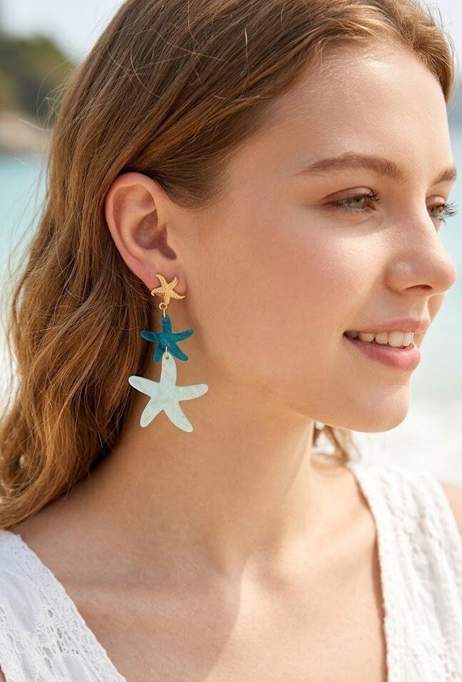 Grossiste WEC - Boucles d'Oreilles Étoile de Mer en Acier inoxydable