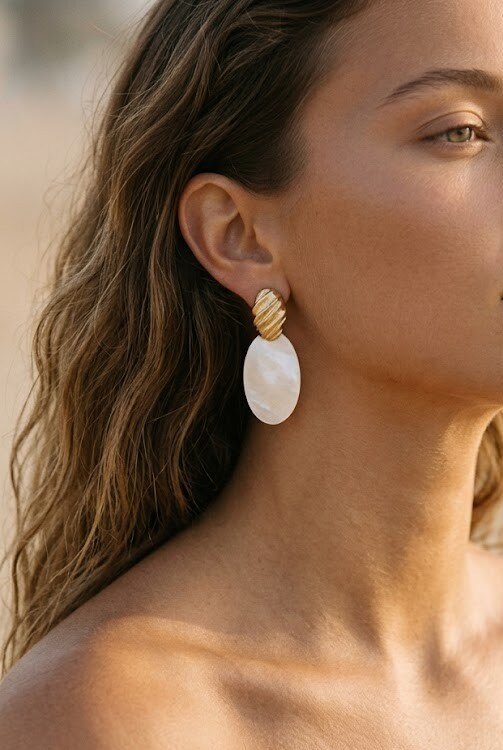 Grossiste WEC - BOUCLES D'OREILLE EN ACIER INOXYDABLE , NACRE