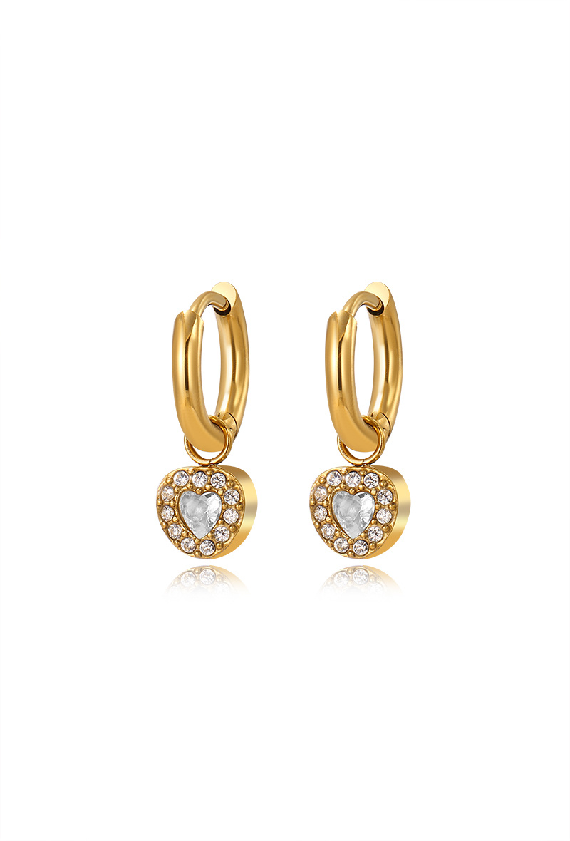 Grossiste WEC Bijoux - Boucles d'Oreilles Cœur – Acier Inoxydable Doré