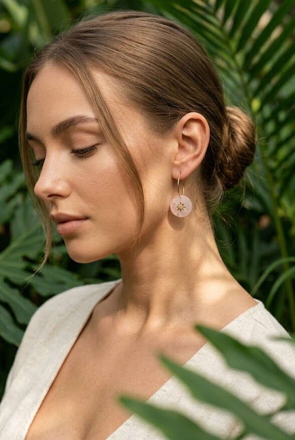 Grossiste WEC - BOUCLES D'OREILLES EN ACIER + PIERRE NATURELLE