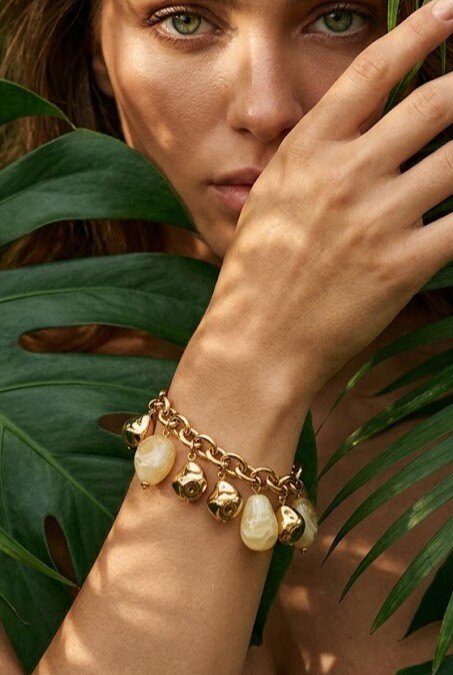 Grossiste WEC - Bracelet Charms Gouttes d'Été – Acier Inoxydable & Résine Effet Marbré