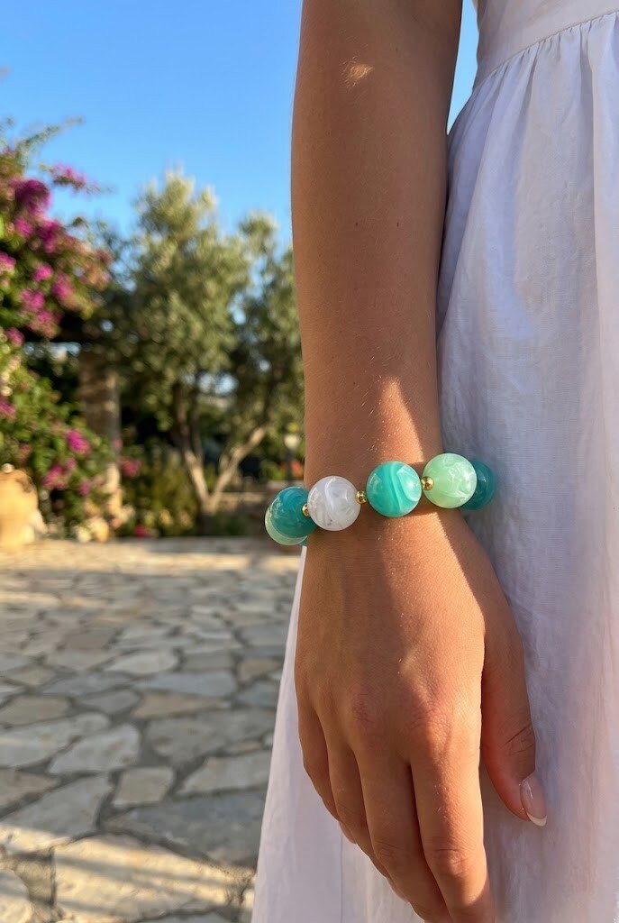Grossiste WEC - Bracelet Élastique en Acier inoxydable – Nuances de Turquoise et Menthe