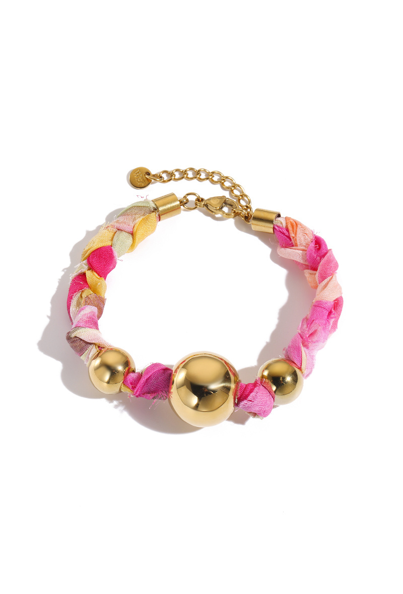 Grossiste WEC Bijoux - Bracelet Bohème Chic en Acier inoxydable et Tissu Tressé