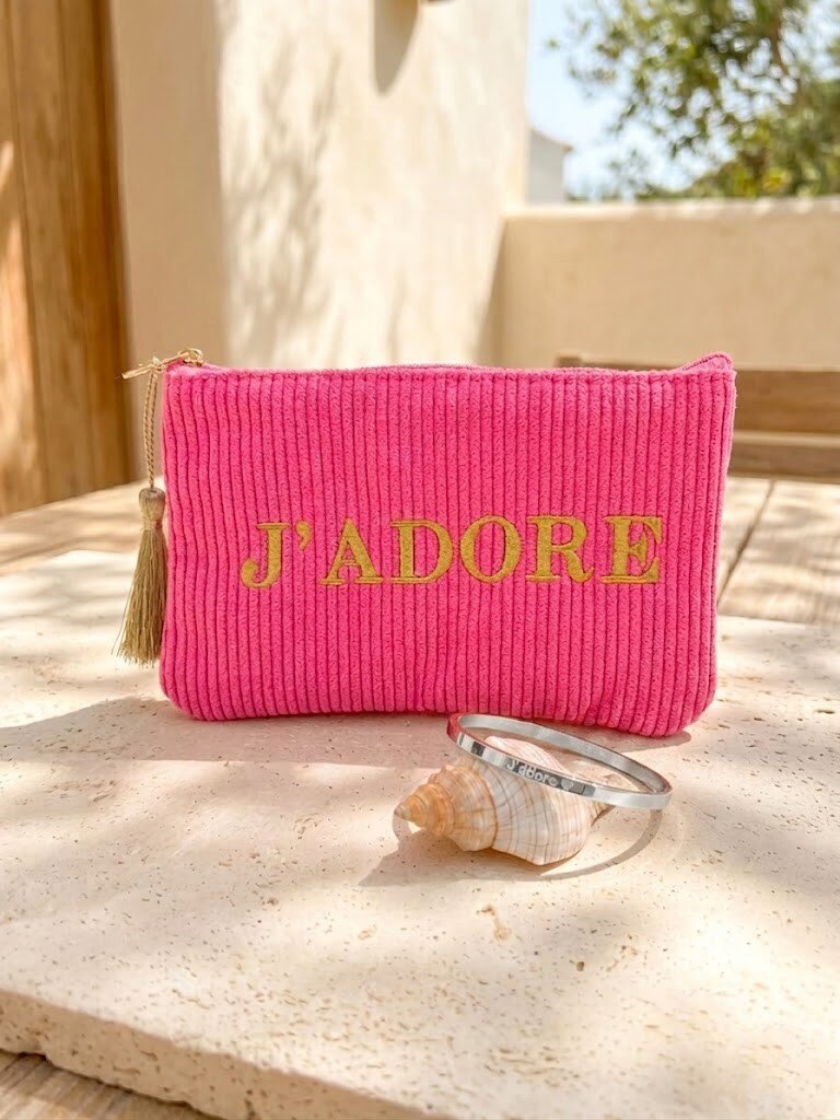 Grossiste WEC - POCHETTE J'ADORE +BRACELET JONC J'ADORE EN ACIER INOXYDABLE
