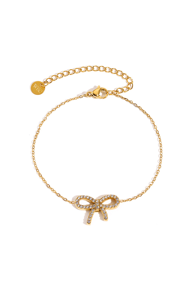 Grossiste WEC Bijoux - Bracelet Nœud Étincelant – Acier Inoxydable Doré