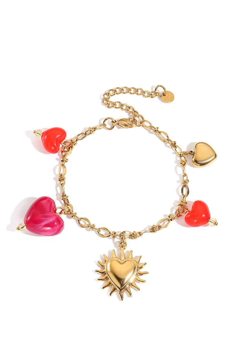 Grossiste WEC Bijoux - Bracelet Charms Cœur Solaire en Acier inoxydable