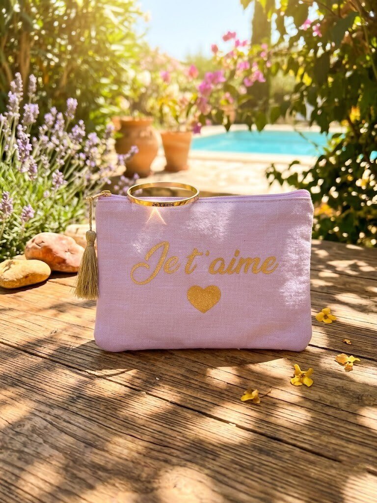 Grossiste WEC - Coffret Duo Je t’aime : Bracelet Jonc en Acier & sa Pochette Assortie