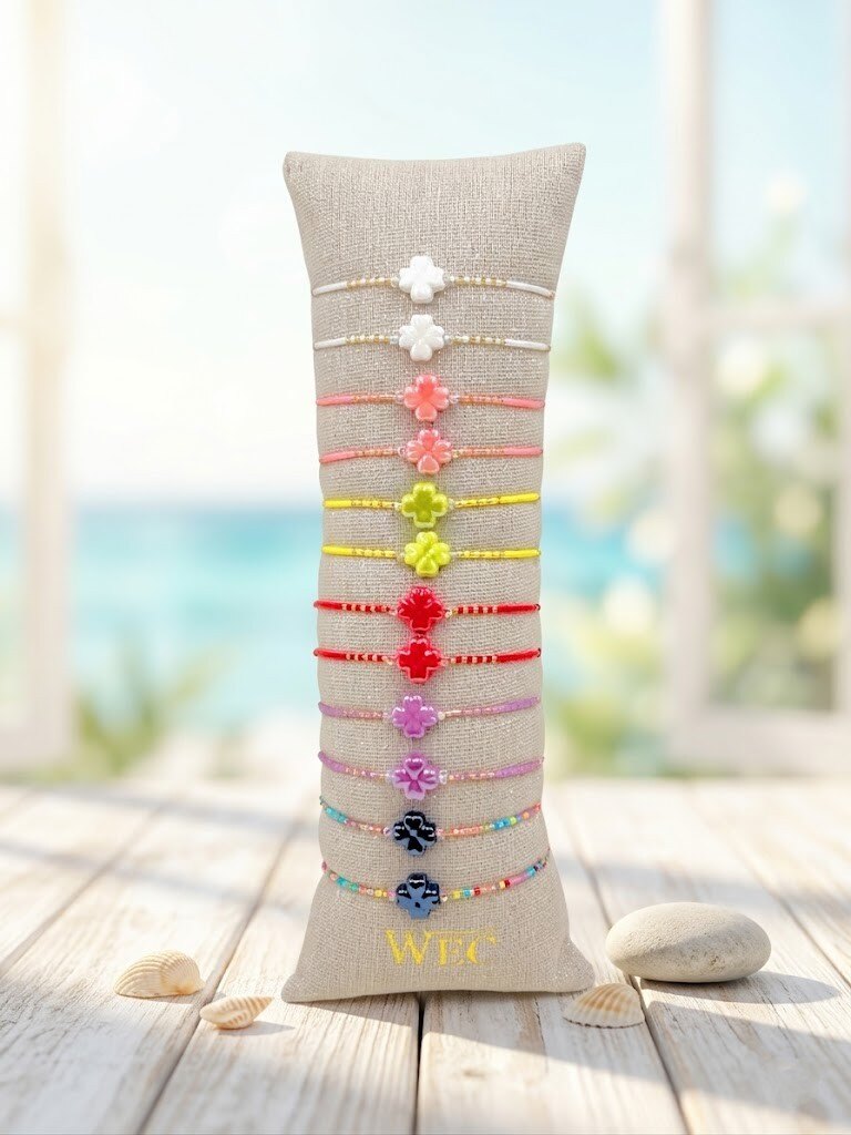 Grossista WEC - Set di 12 braccialetti in acciaio inossidabile -stile tubo -Collezione Trifoglio Scintillante
