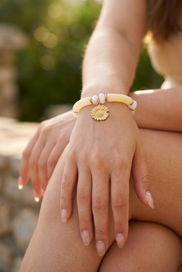Grossiste WEC - Bracelet Tournesol Douceur d'Été en Acier Inoxydable et Résine