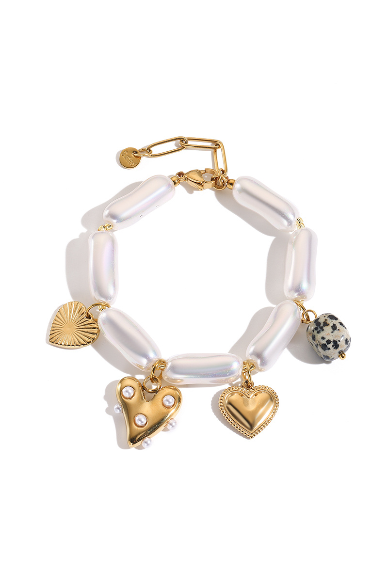 Grossiste WEC Bijoux - Bracelet Charms Éclat Romantique – Acier Inoxydable Doré