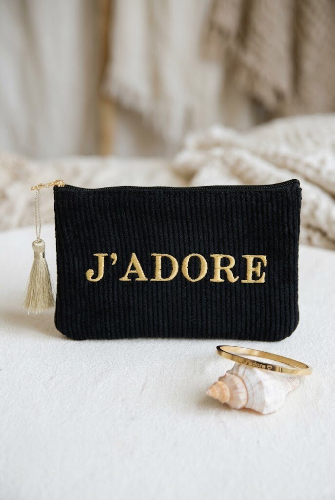 Grossiste WEC - POCHETTE J'ADORE +BRACELET JONC J'ADORE EN ACIER INOXYDABLE