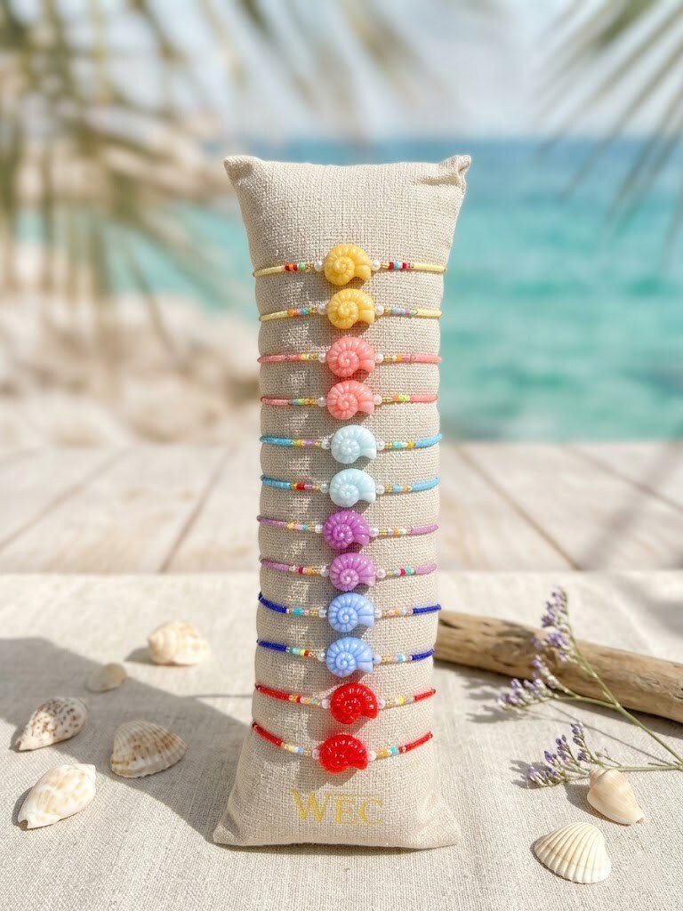 Grossiste WEC - Lot de 12 bracelets en acier inoxydable +boudin -Collection Étoile de Mer & Coquillages