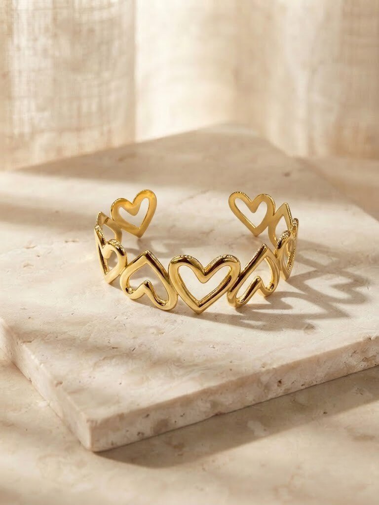 Mayorista WEC - Brazalete Rígido Corazón Eterno de Acero Inoxidable