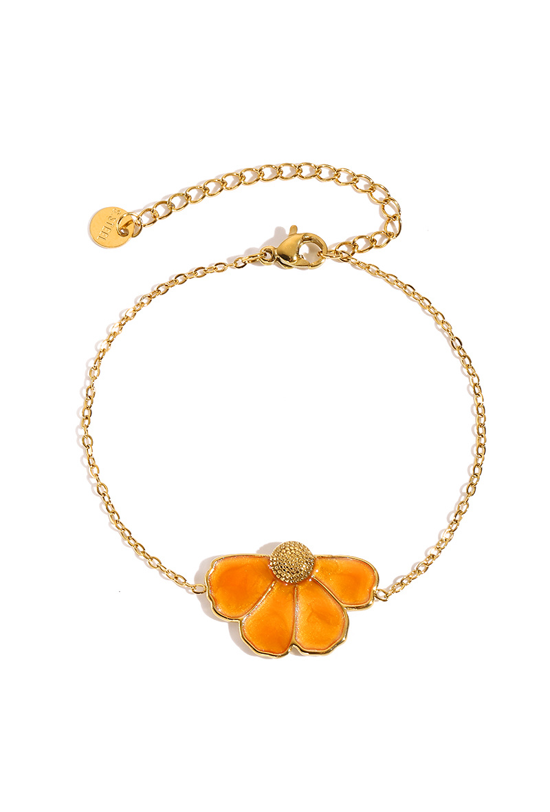 Grossiste WEC Bijoux - Bracelet Pétale Solaire – Acier Inoxydable Doré