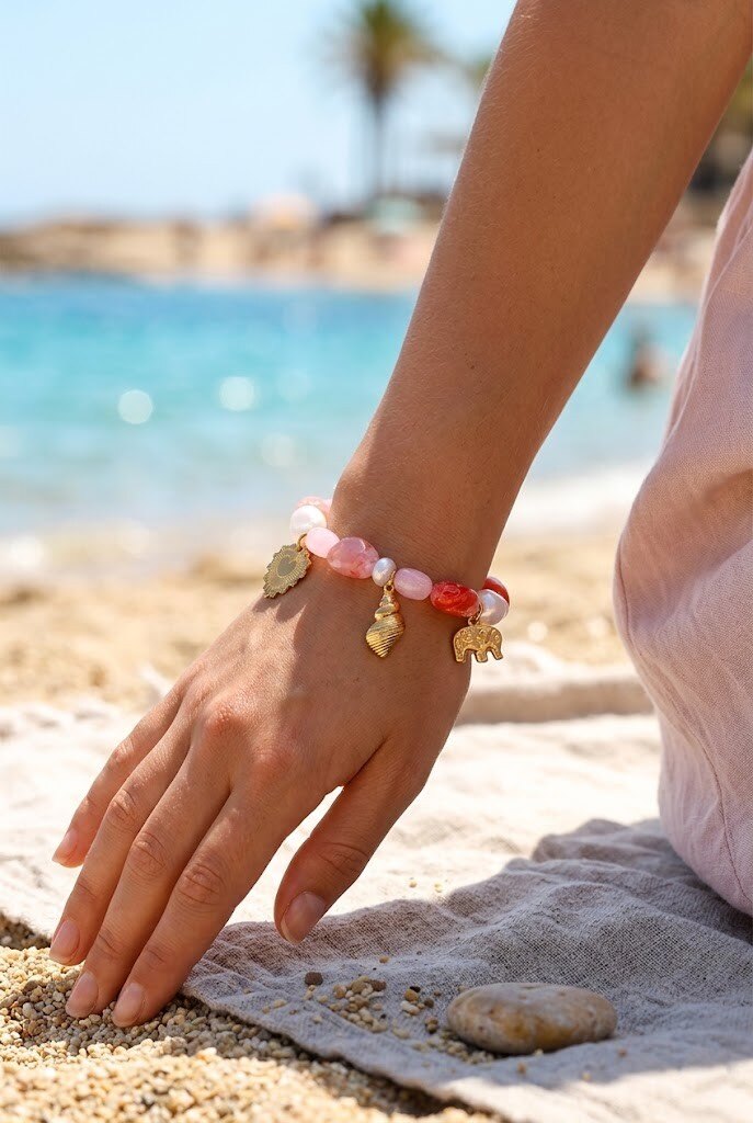 Grossiste WEC - Bracelet élastique Estival Charmes et Douceur en acier inoxydable – Perles & Breloques Dorées