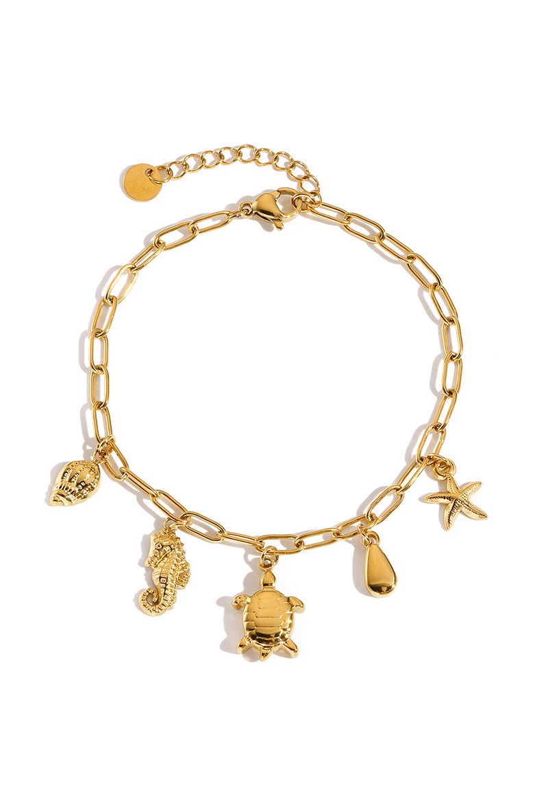 Grossiste WEC - Bracelet Charms Océan – L'Élégance Marine en Acier Doré