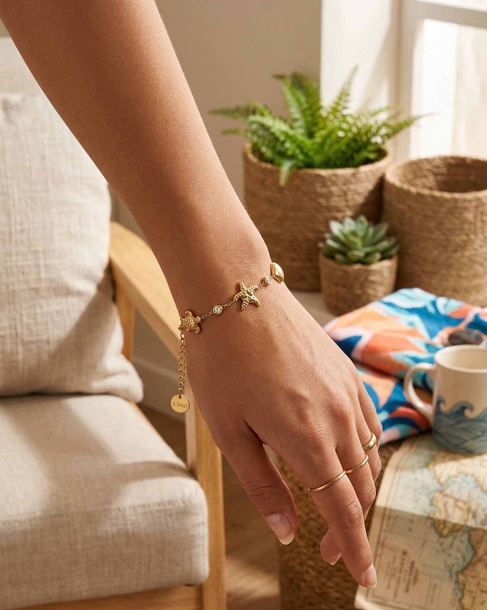 Grossiste WEC Bijoux - Bracelet Évasion Marine – Acier Inoxydable Doré