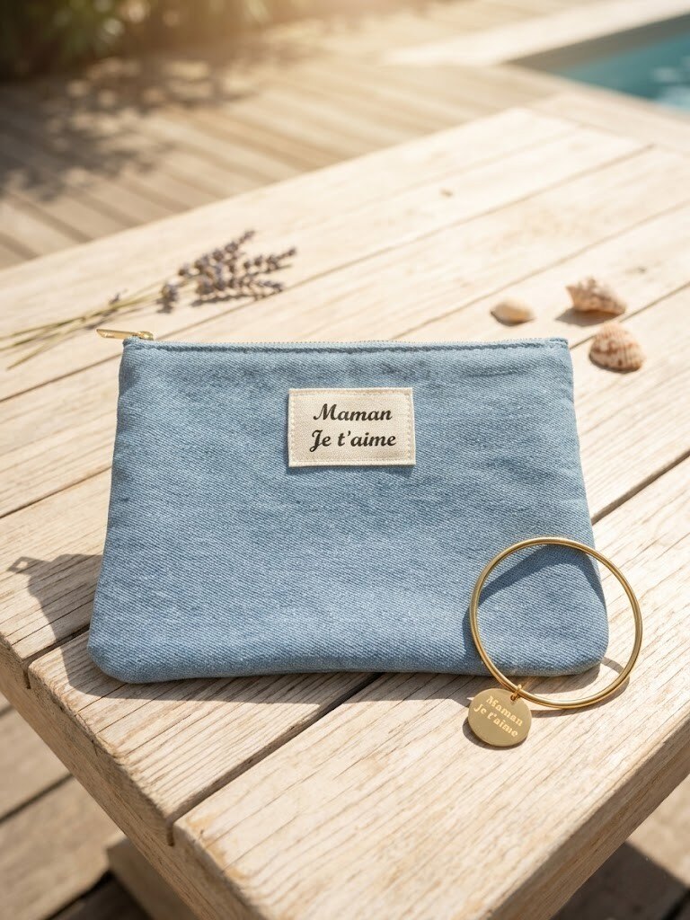 Grossiste WEC - POCHETTE MAMAN JE T'AIME + BRACELET JONC MAMAN JE T'AIME EN ACIER INOXYDABLE