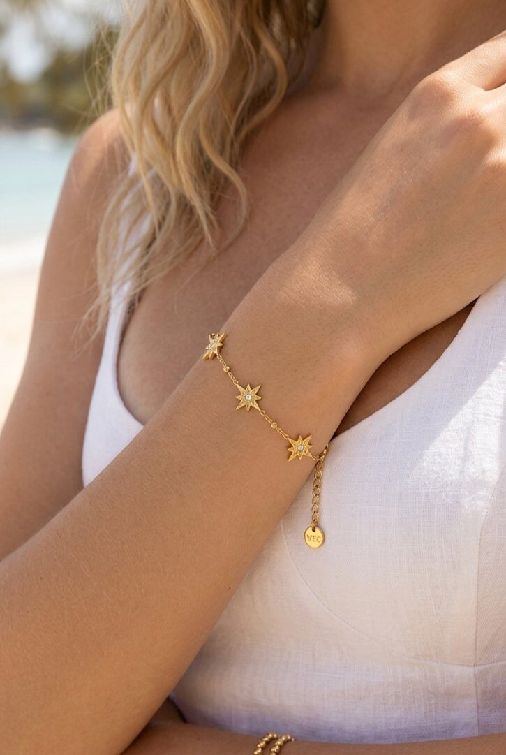 Grossiste WEC Bijoux - Bracelet Éclat Stellaire – Acier Inoxydable Doré