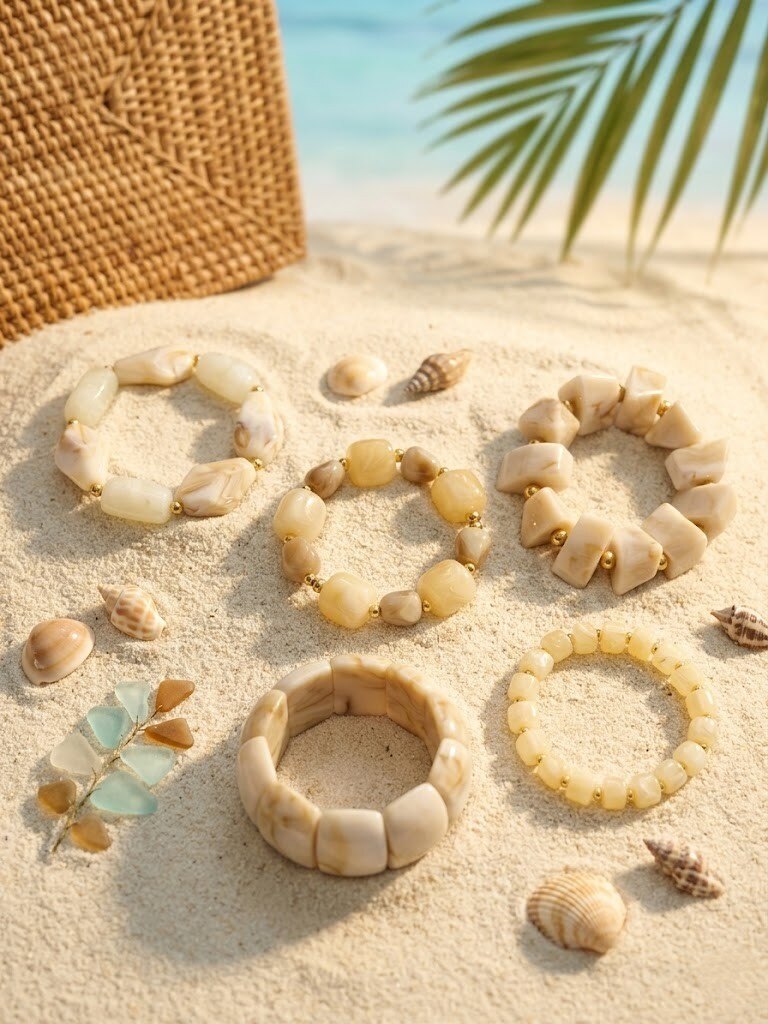 Grossiste WEC - Lot de 5 Bracelets en Résine Esprit Sable
