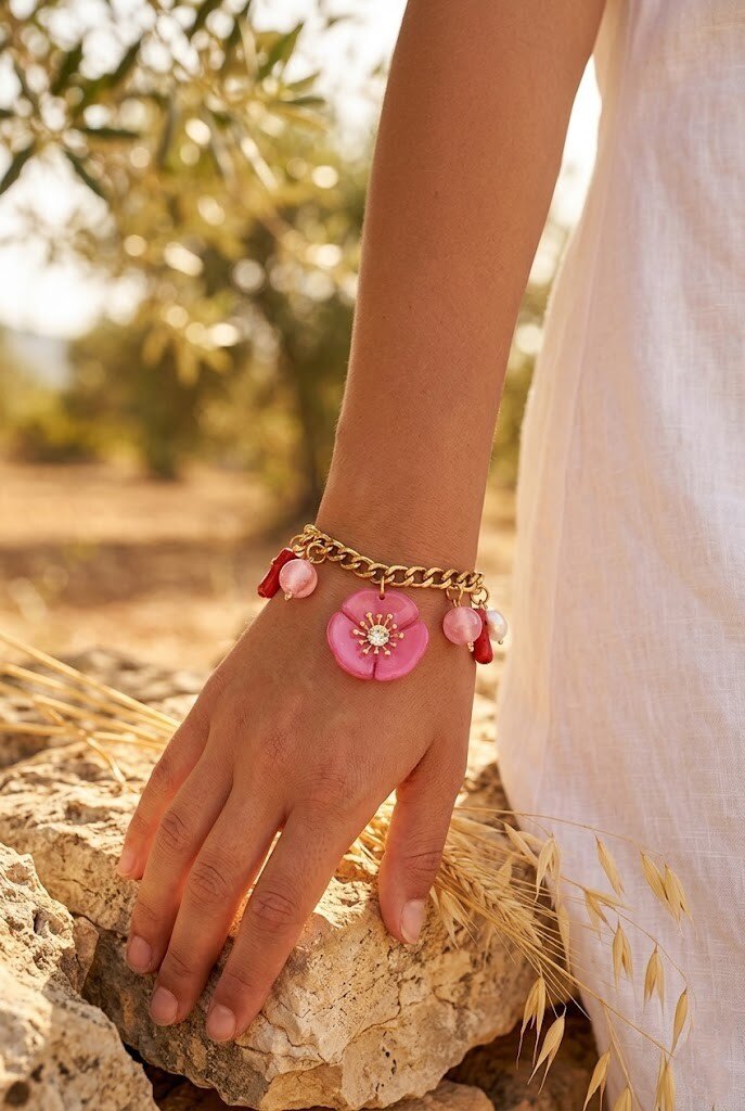 Grossiste WEC - Bracelet Message Floral & Éléments Marins en Acier Inoxydable