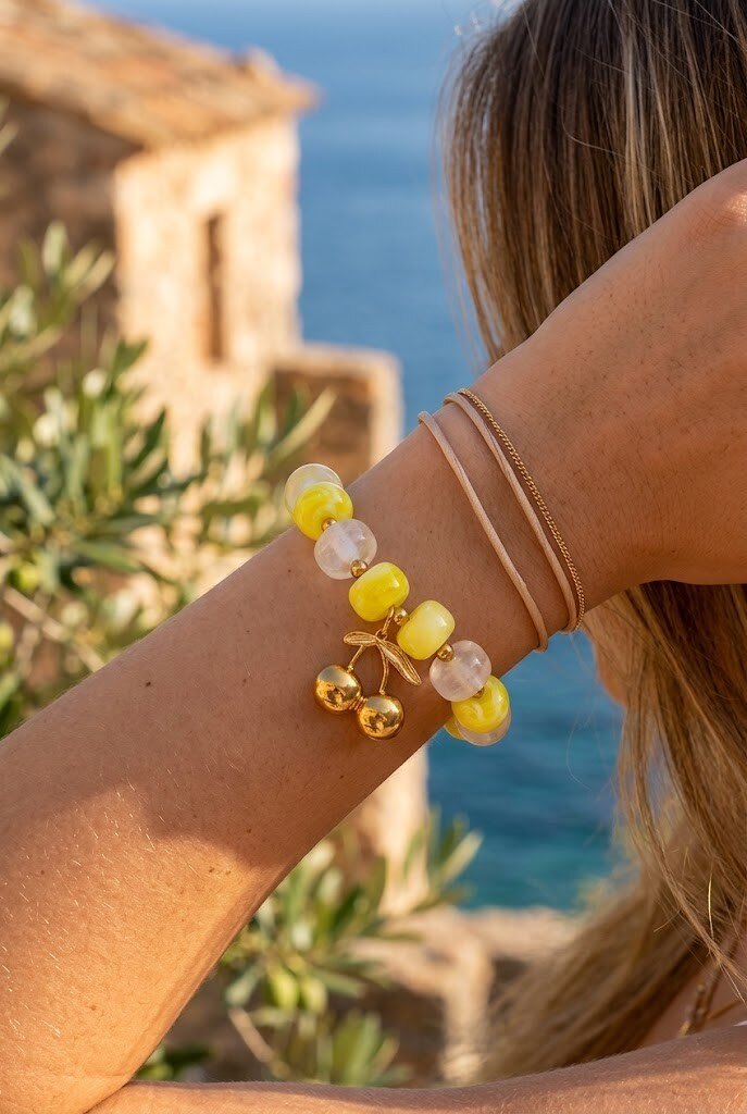 Grossiste WEC - Bracelet élastique « Summer Cherry » en Acier inoxydable