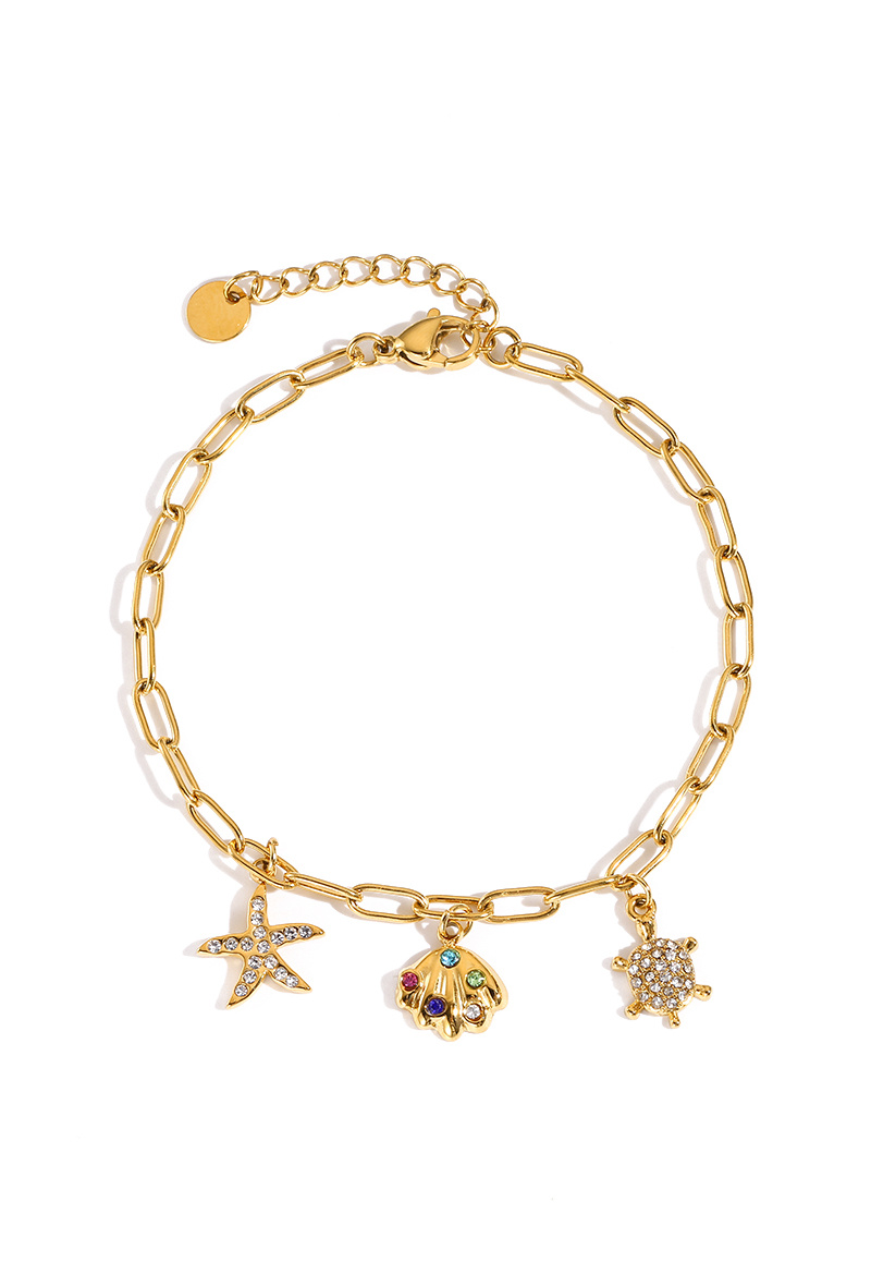 Grossiste WEC - Bracelet Multi-Breloques Marine en Acier Inoxydable Doré