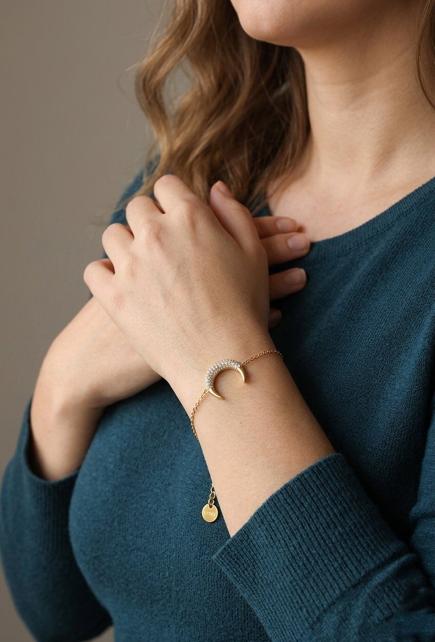 Grossiste WEC Bijoux - Bracelet Lune – Acier Inoxydable & Cristaux