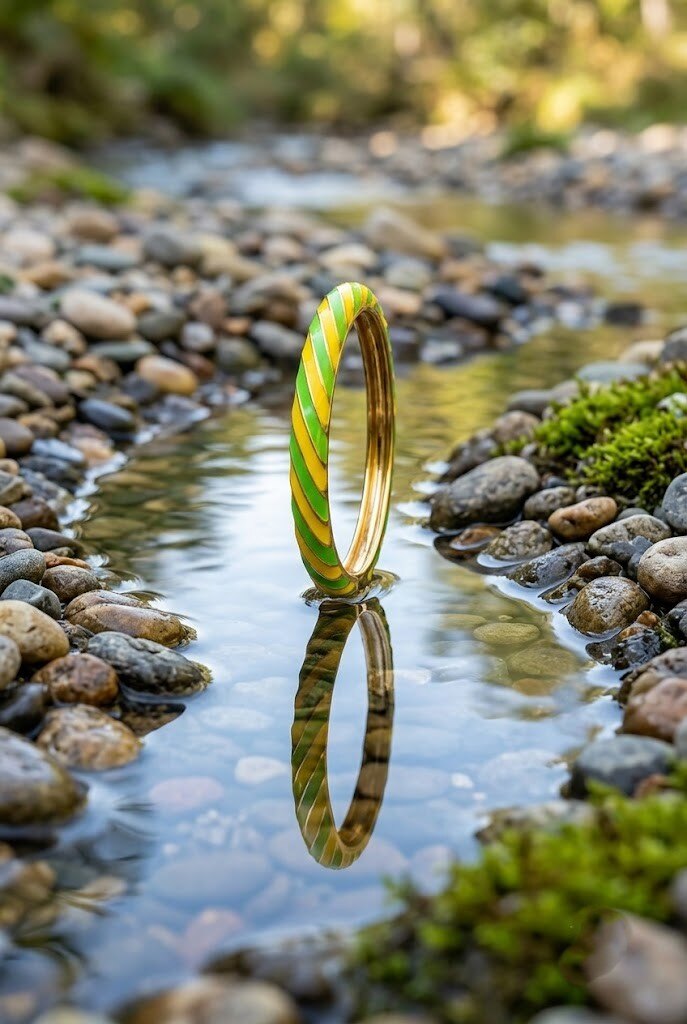Grossiste WEC - Bracelet Jonc Rayures Vitaminées en Métal Doré