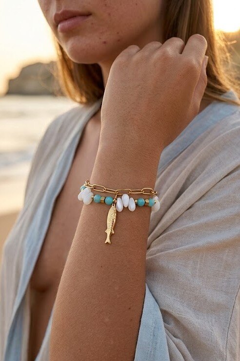 Mayorista WEC - Pulsera de Doble Fila de Acero Inoxidable – Colección Marina
