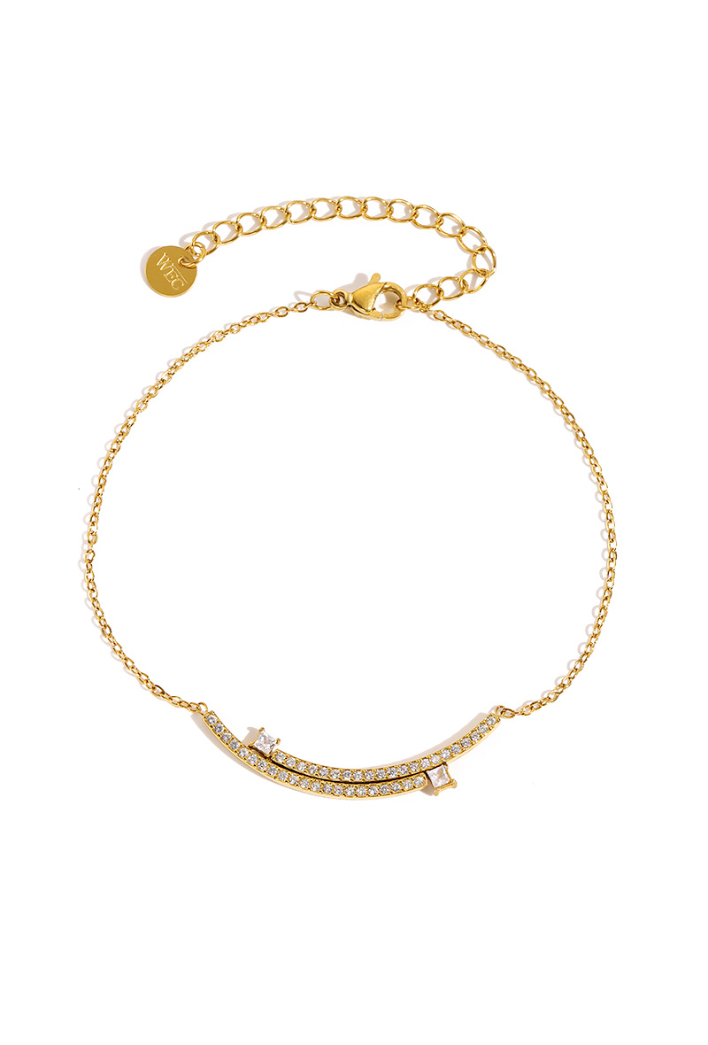 Grossiste WEC Bijoux - Bracelet Double Éclat en Acier Doré