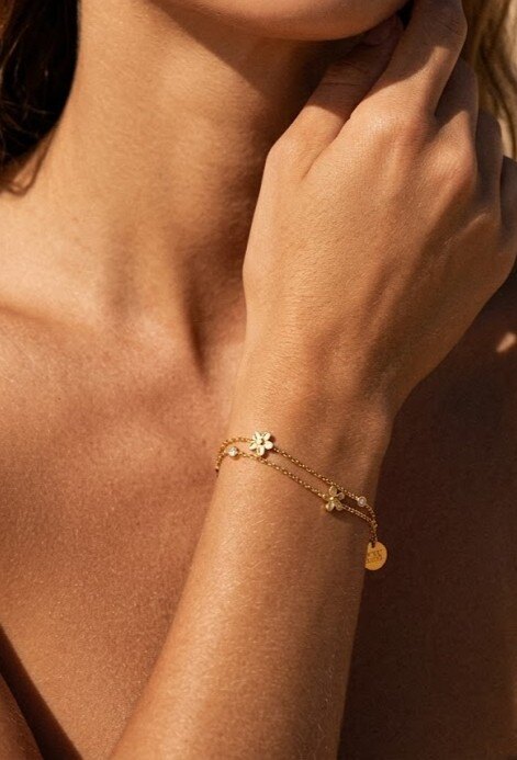 Grossiste WEC - Bracelets Double Rangée en Acier Inoxydable – Collection Florale Subtile