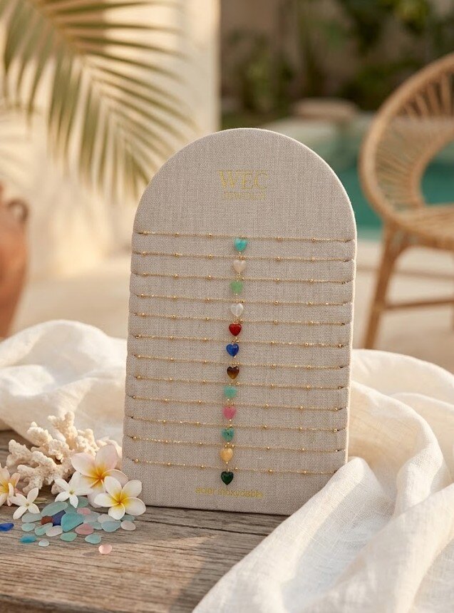 Grossista WEC Bijoux - Set di 12 Collane Cuori Sacri in Acciaio Inossidabile + Espositore
